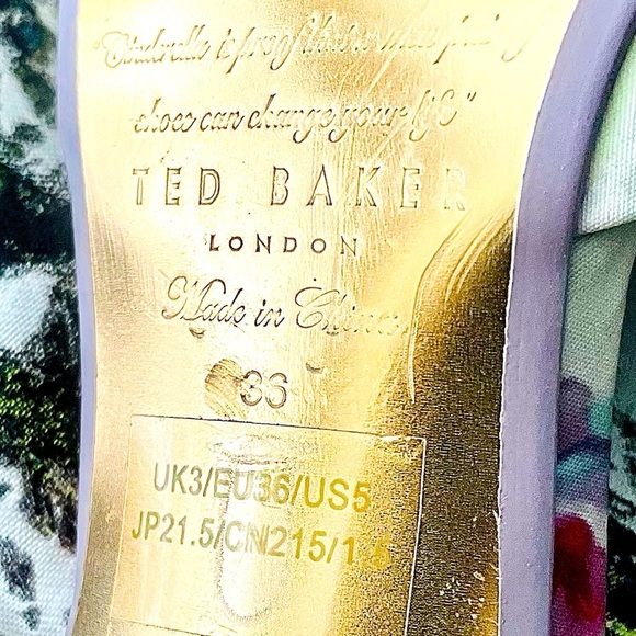 Ted Baker LONDON Multicolor Floral Canvas D’Orsay Peeptoe Strappy Heels Shoes 5 - Picture 7 of 13
